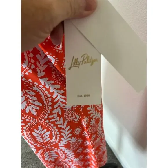 Lilly Pulitzer Women's Orange & White Sleeveless Shift Dress Casual/cover up - Picture 6 of 7